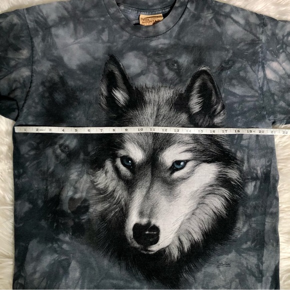 The Mountain Blue Gray Tie Dye Wolf Wolfpack T Shirt Crewneck Short Sleeve - Picture 8 of 9